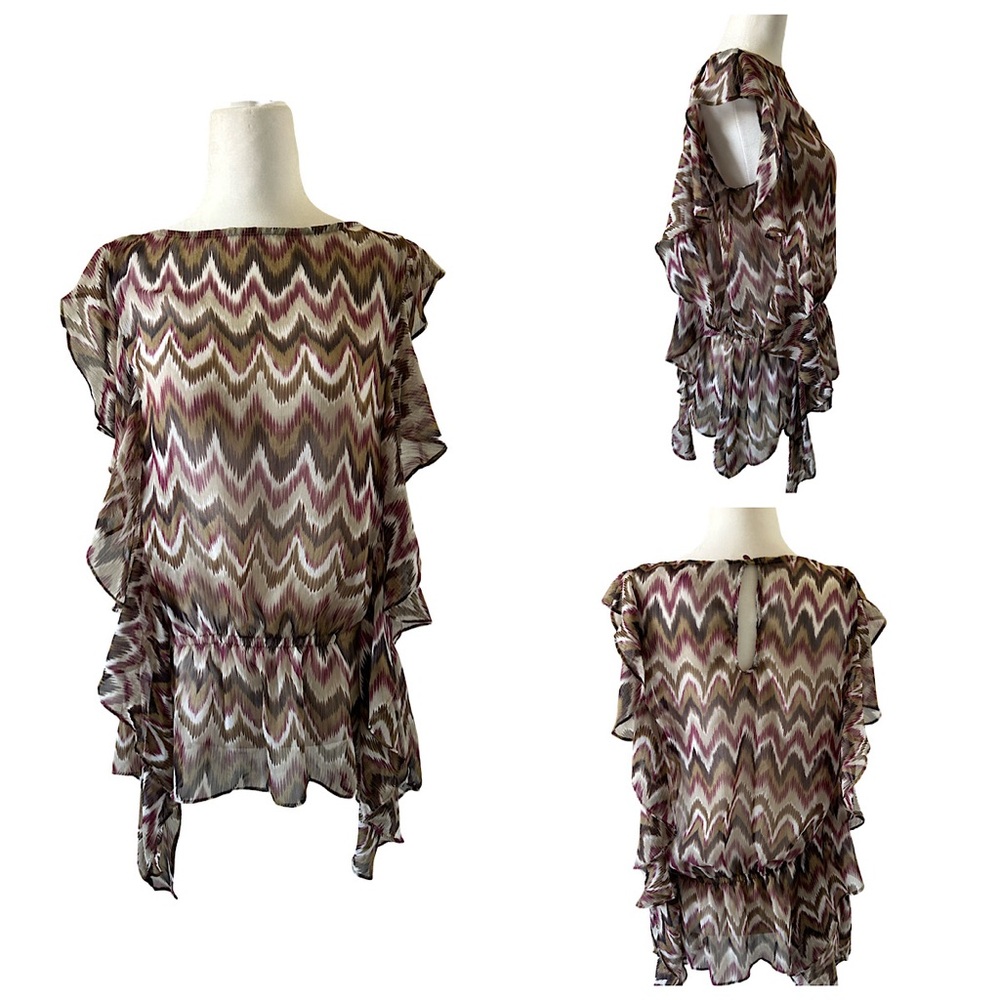 Chevron Patterned Ruffle Top